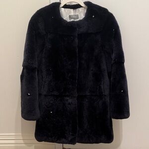 YVES SALOMON Enfant Fur Coat Pearl Embellished